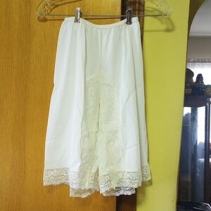 Mistee Medium White Nylon & Lace Panti-Slip, Divided Slip, Vintage